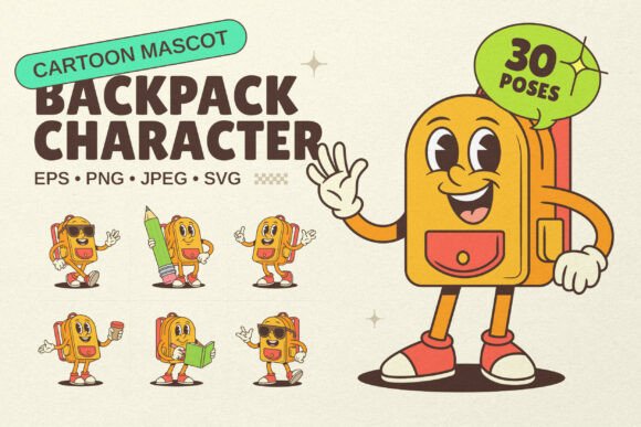 Backpack Cartoon Mascot: A Versatile Design Companion