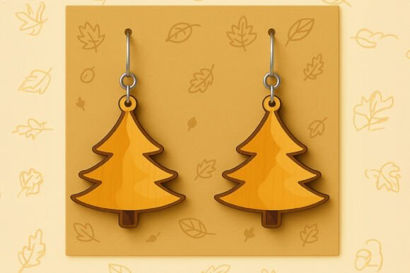 Charming Autumn Tree Wooden Earrings SVG