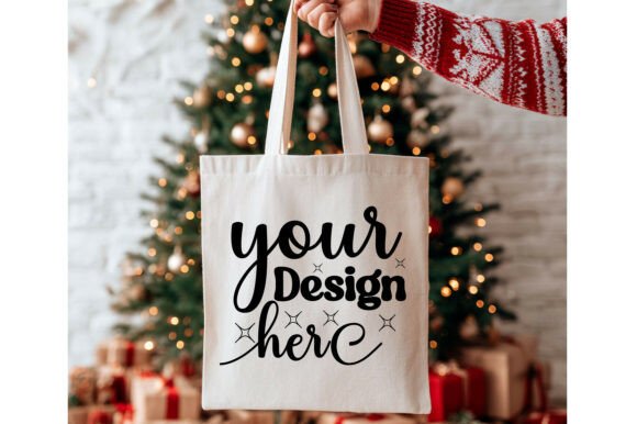 Christmas Tote Bag Mockup 33: A Festive Embroidery Choice