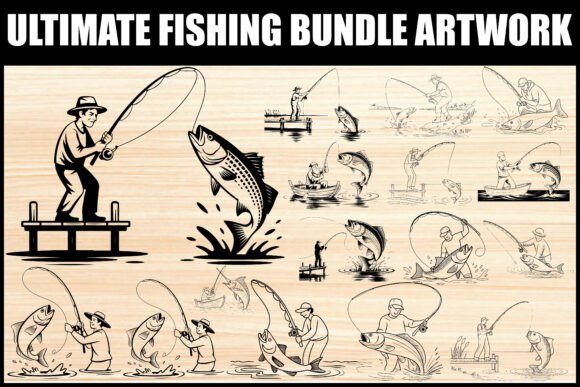 Classic Angler's Fishing Art Bundle: A Designer's Take