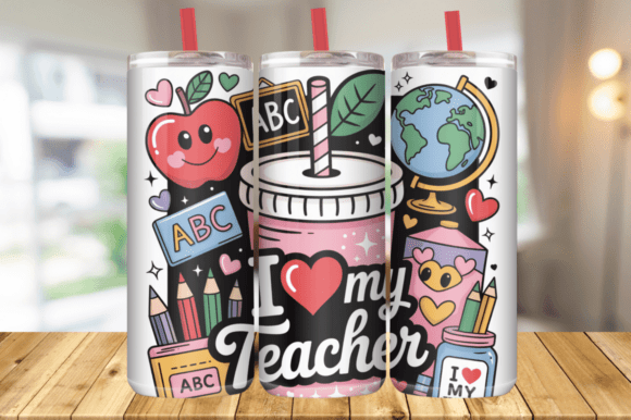 Custom Teacher Tumbler 20Oz Wrap PNG