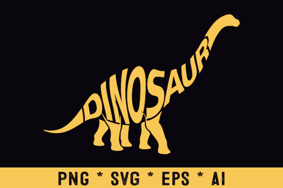 Dinosaur Wordart Typography Silhouette