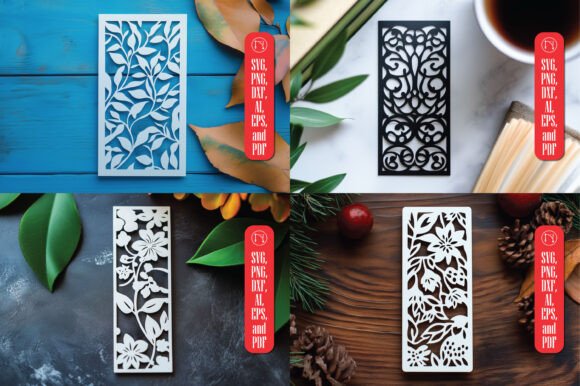 Elegant Paper Cut Bookmark SVG Cut File Bundle