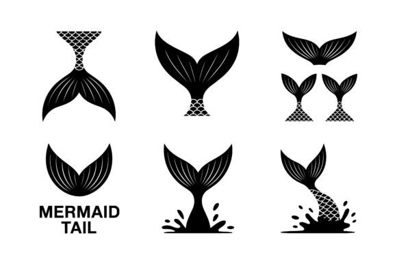 Enchanting Cute Mermaid Tail Silhouette Icon Set