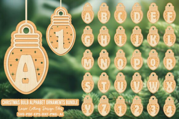Festive Elegance: Bulb Alphabet Christmas Ornament SVG