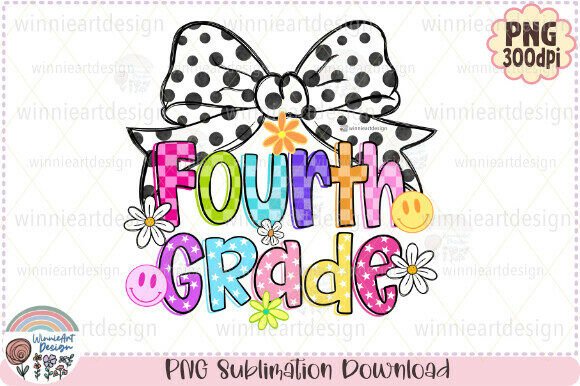 Fourth Grade Neon School Coquette Bow