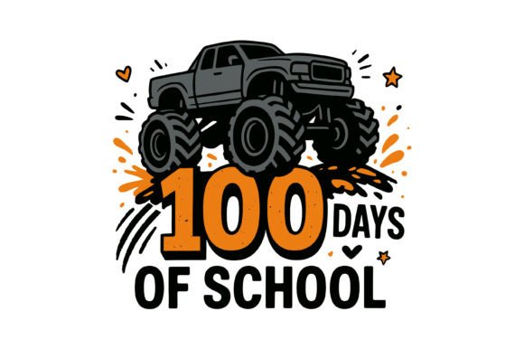 Monster Truck 100 Days Smash: A Bold Embroidery Design