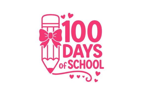 Pink Pencil 100 Days Design: A Charming Embroidery Choice