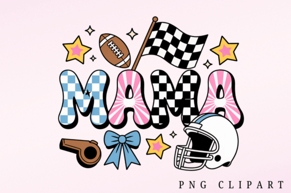 Retro Football Mama PNG: A Versatile Design for Embroidery