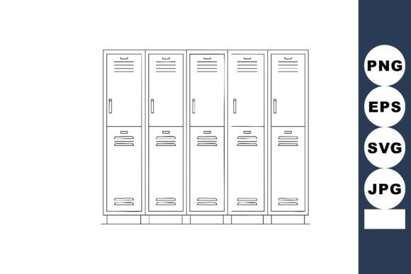 School Lockers Row: A Clean, Simple Vector Design