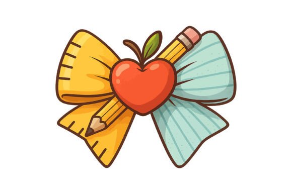 School Love Bow Pencil Heart: A Charming Embroidery Design