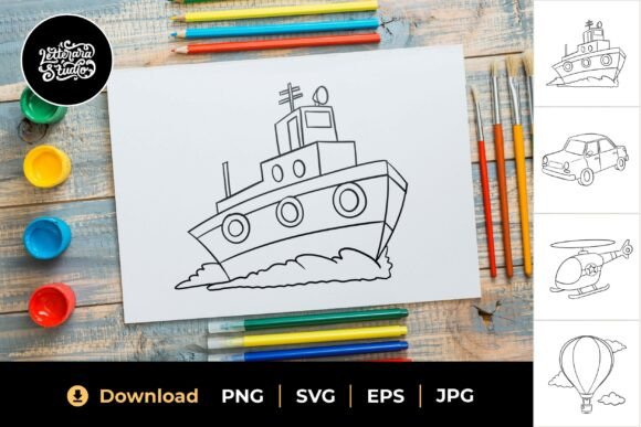 Vehicle Coloring Pages Pack 01: A Fun and Adorable Embroidery Design