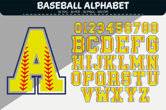 Yellow Baseball Alphabet – 36 Designs Review